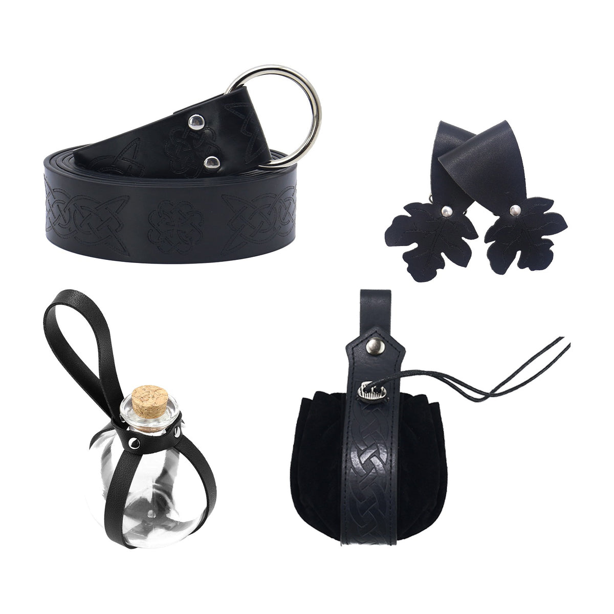 Black wide ring belt kit with oak leaf hanger